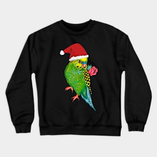 Cute Christmas Budgie Parrot with Santa Hat Crewneck Sweatshirt